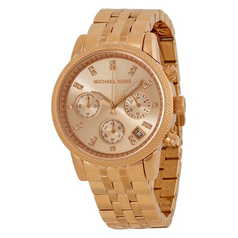 michael kors rose gold and clear watch|michael kors ritz chronograph.